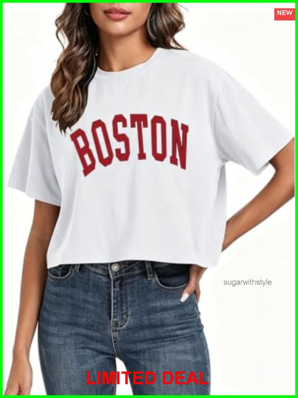 Womens Cropped T Shirt Short Sleeve Oversized Boxy Graphic Tee